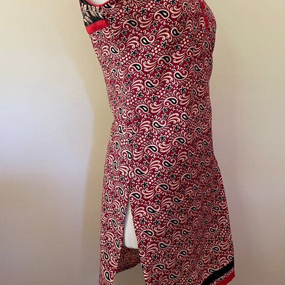 Cotton India Blockprint Embroidered Tunic Dress Roses & Paisley - Picture 4 of 10